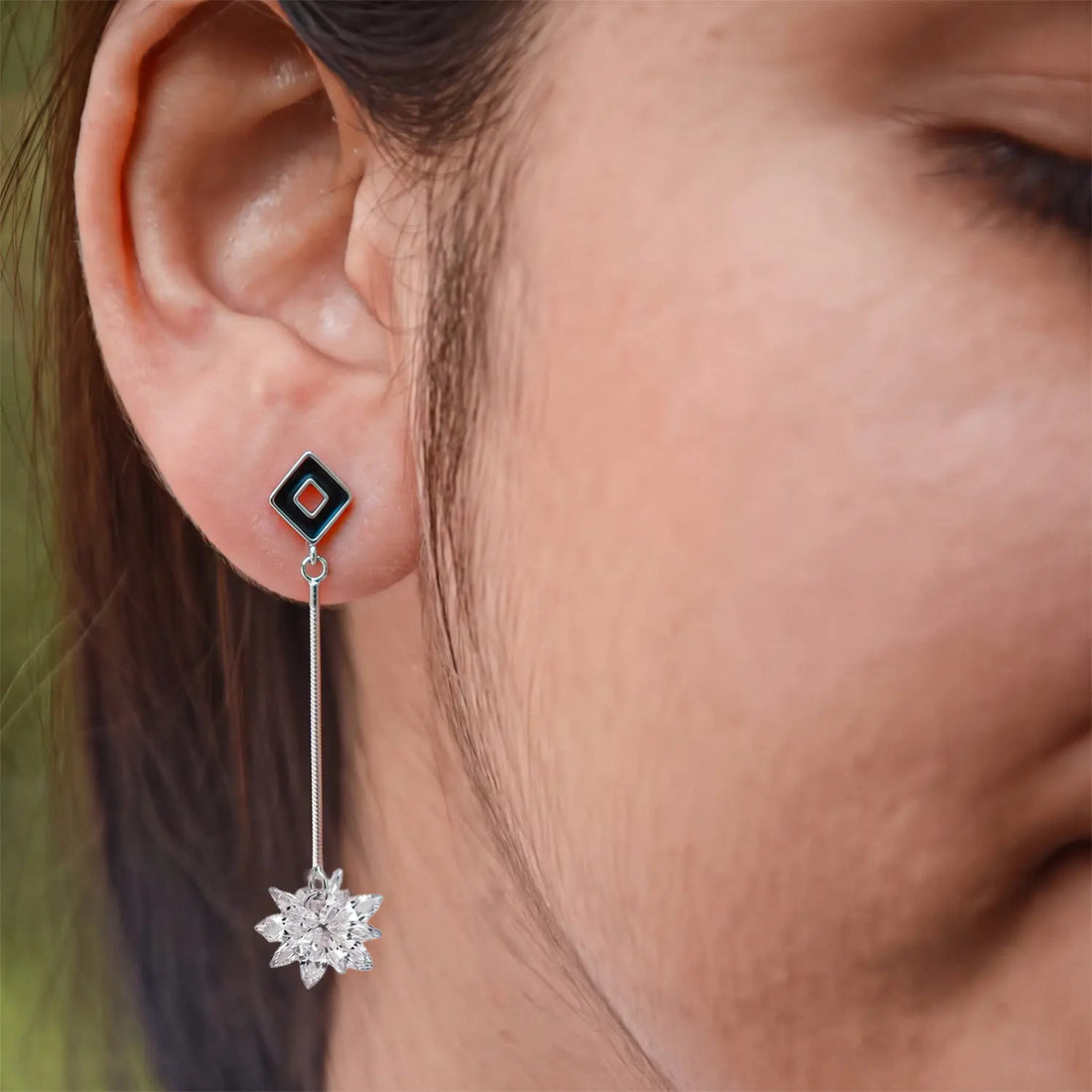 Pink Floral Drop Earrings - Made With Pure 925 Silver