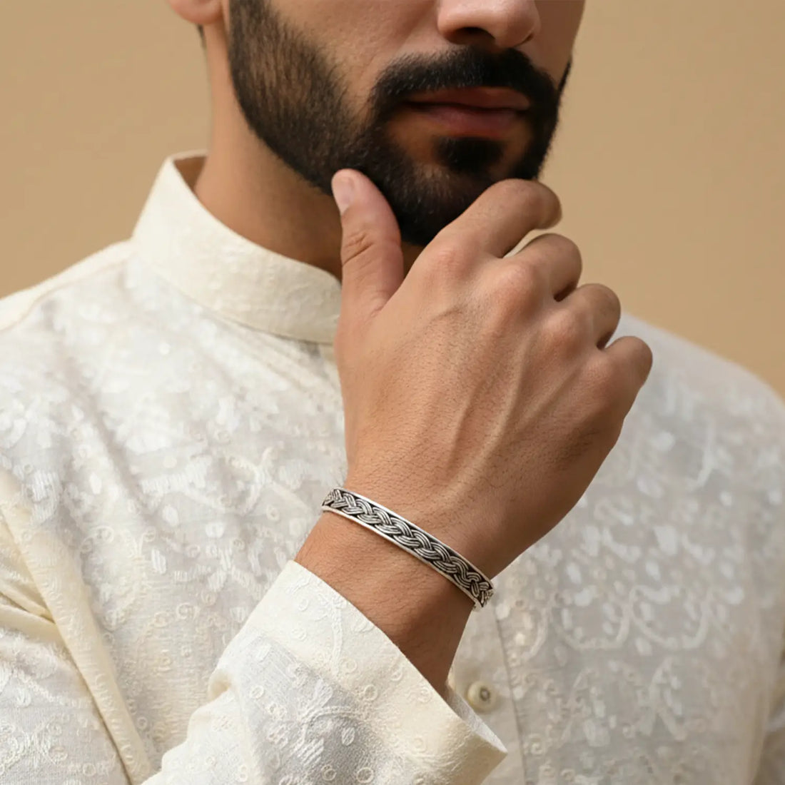 Classic Braided Oxidised Silver Cuff Bracelet - Made With Pure 925 Silver