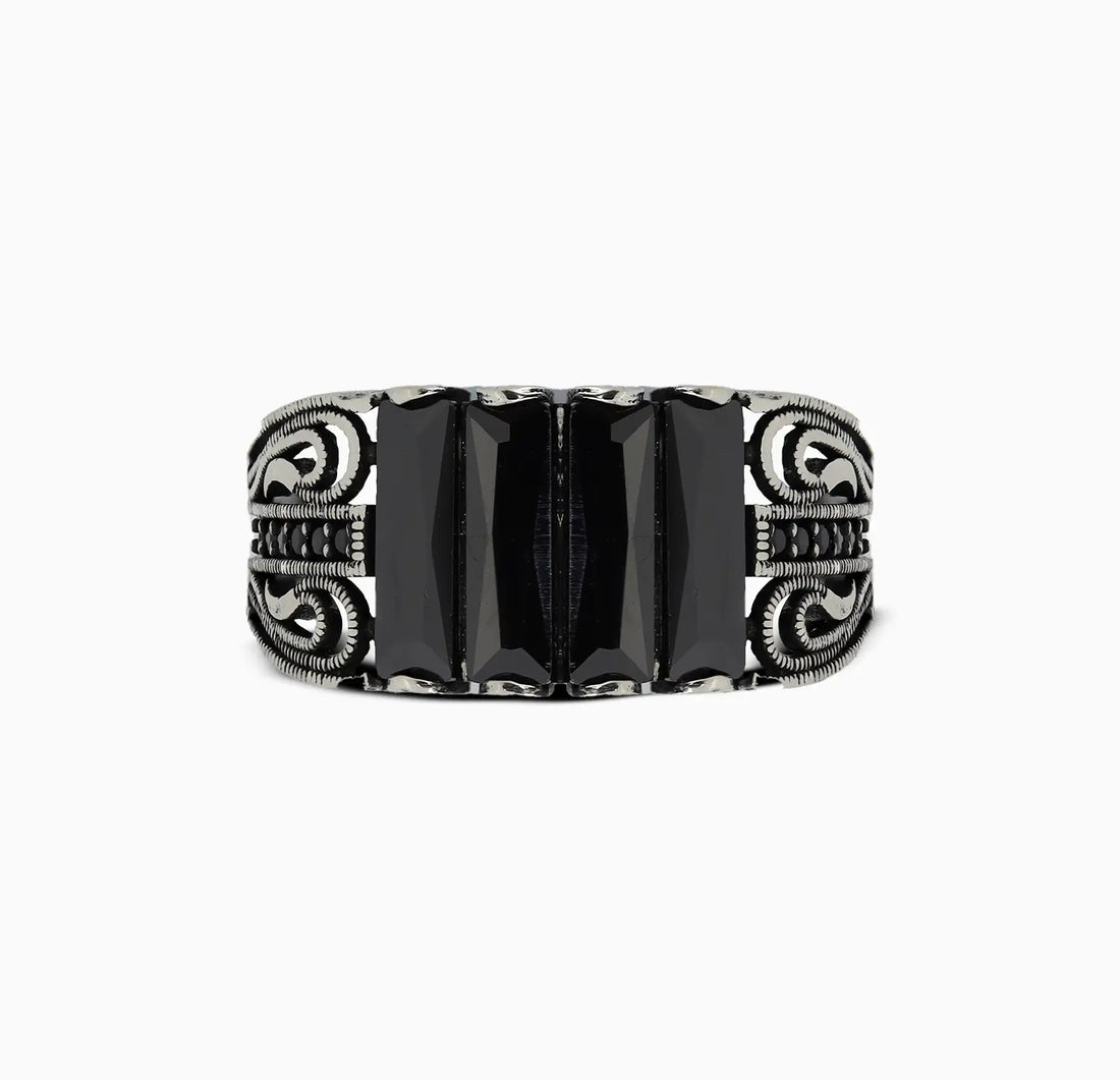 Vintage Black Onyx Silver Ring - Made With Pure 925 Silver