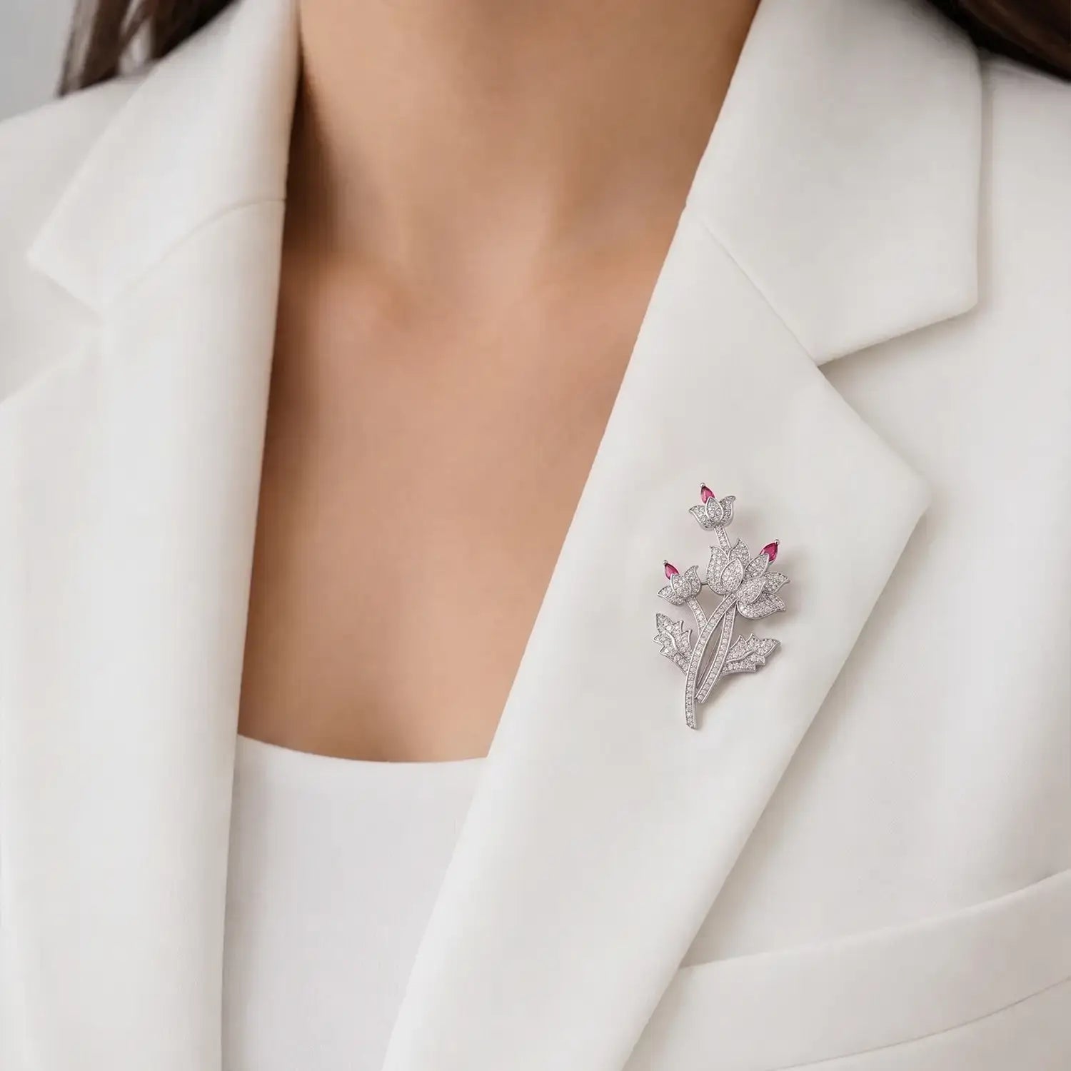 Elegant Lotus Bloom Silver Brooch - Made With Pure 925 Silver