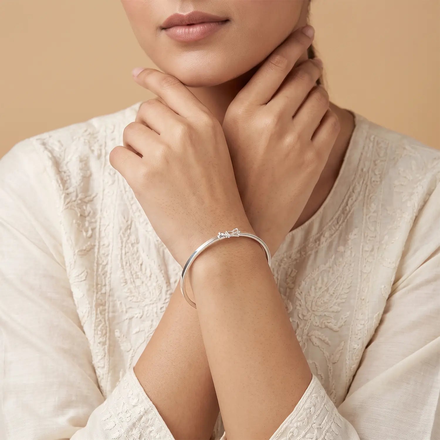 Classic Smooth Sterling Silver Kada Bracelet - Made With Pure 925 Silver