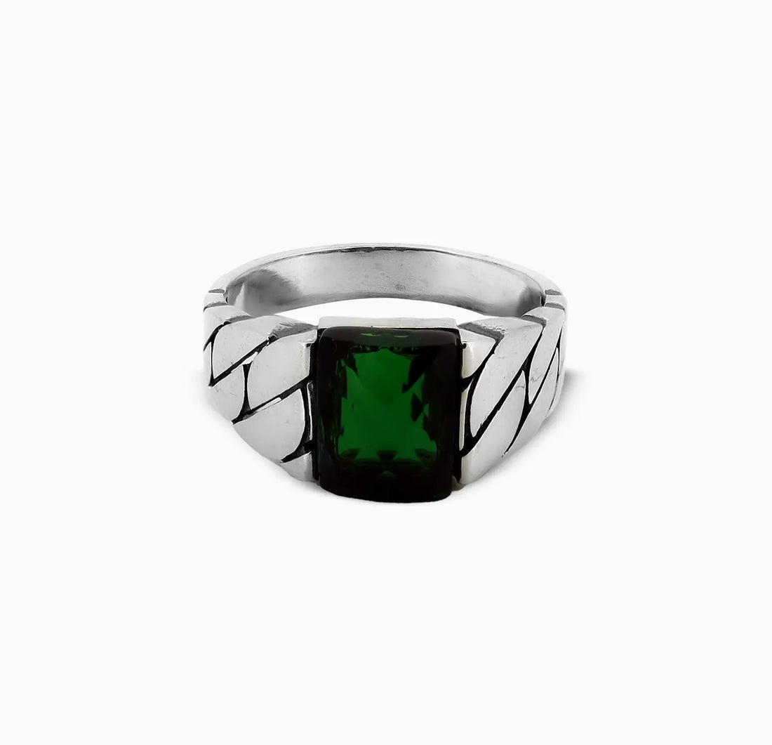 Green Gemstone Silver Ring - Made With Pure 925 Silver