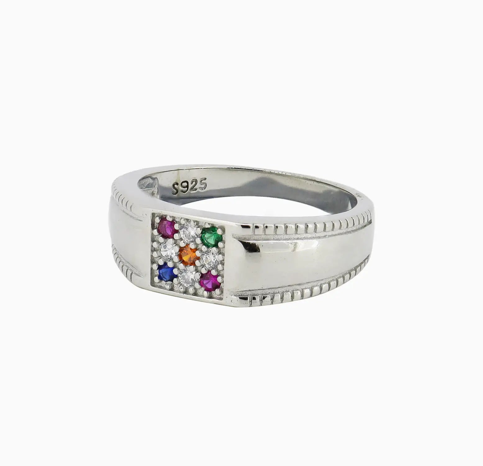 Pure Silver Navratna Ring - Made With Pure 925 Silver