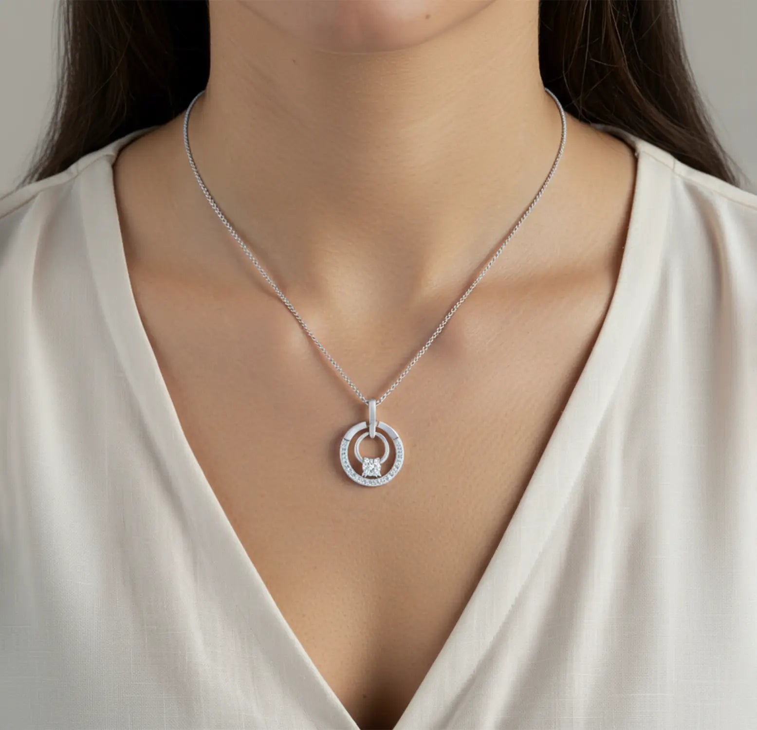 Rose Gold Ruby Circle Silver Pendant - Made With 925 Pure Silver
