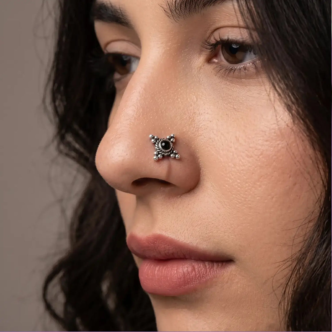 Star Radiance Oxidised Silver Nose Pin- Made With Pure 925 Silver