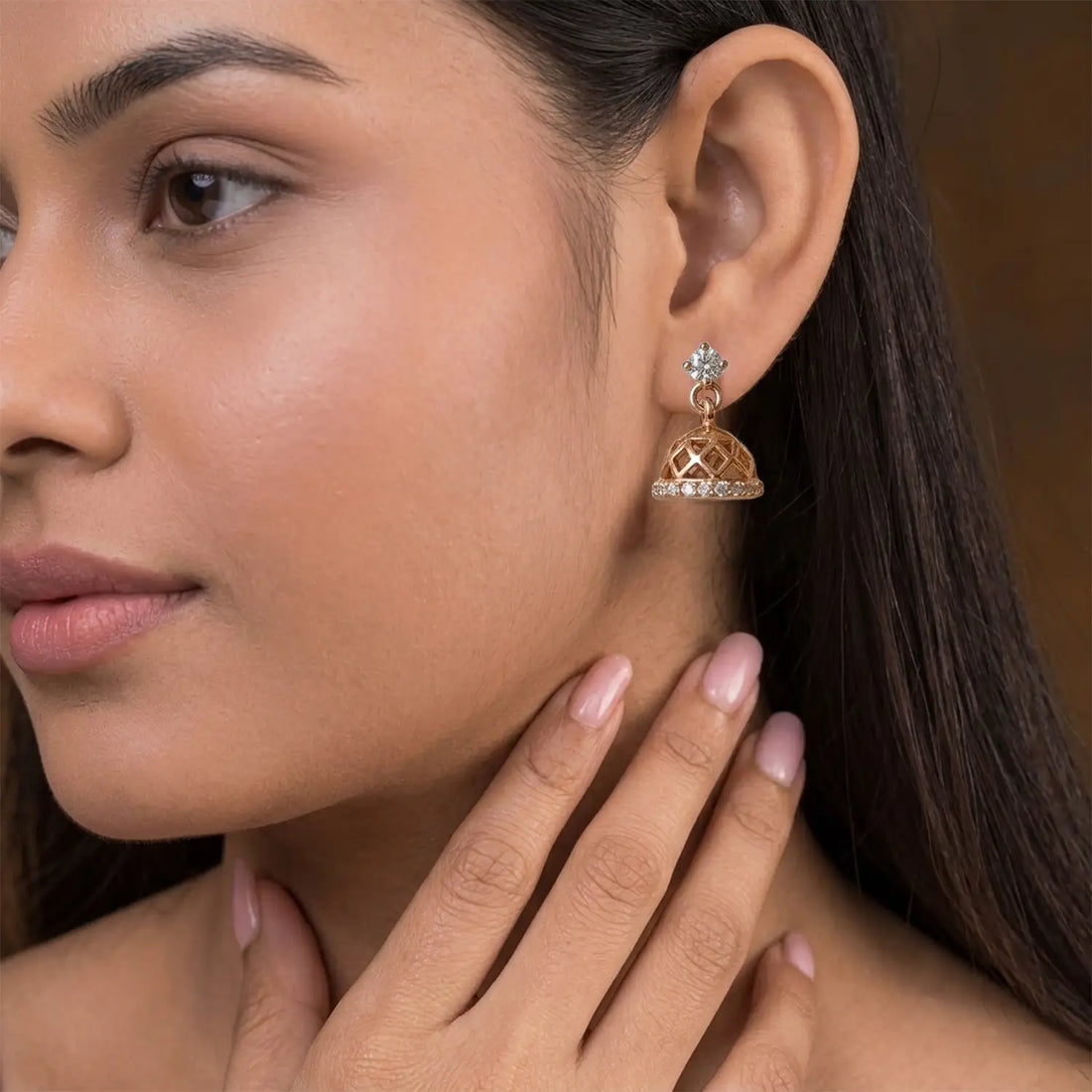 Rose Gold Dome Drop Sterling Silver Earrings - Made With Pure 925 Silver
