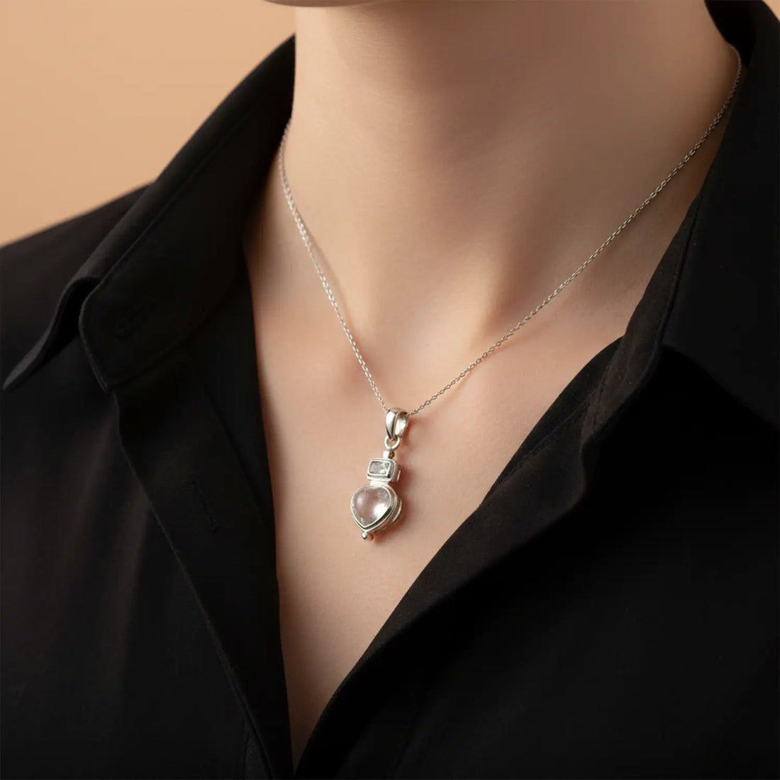 Pure Silver Black Gemstone Pendant- Made With Pure 925 Silver