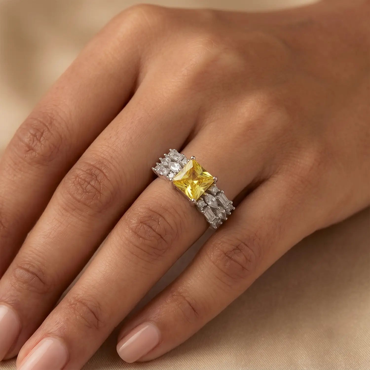 Golden Glow Pure Silver Ring - Made With Pure 925 Silver
