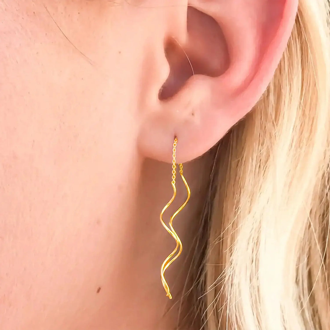 Graceful Wave Sterling Silver Threader Earrings - Made With Pure 925 Silver