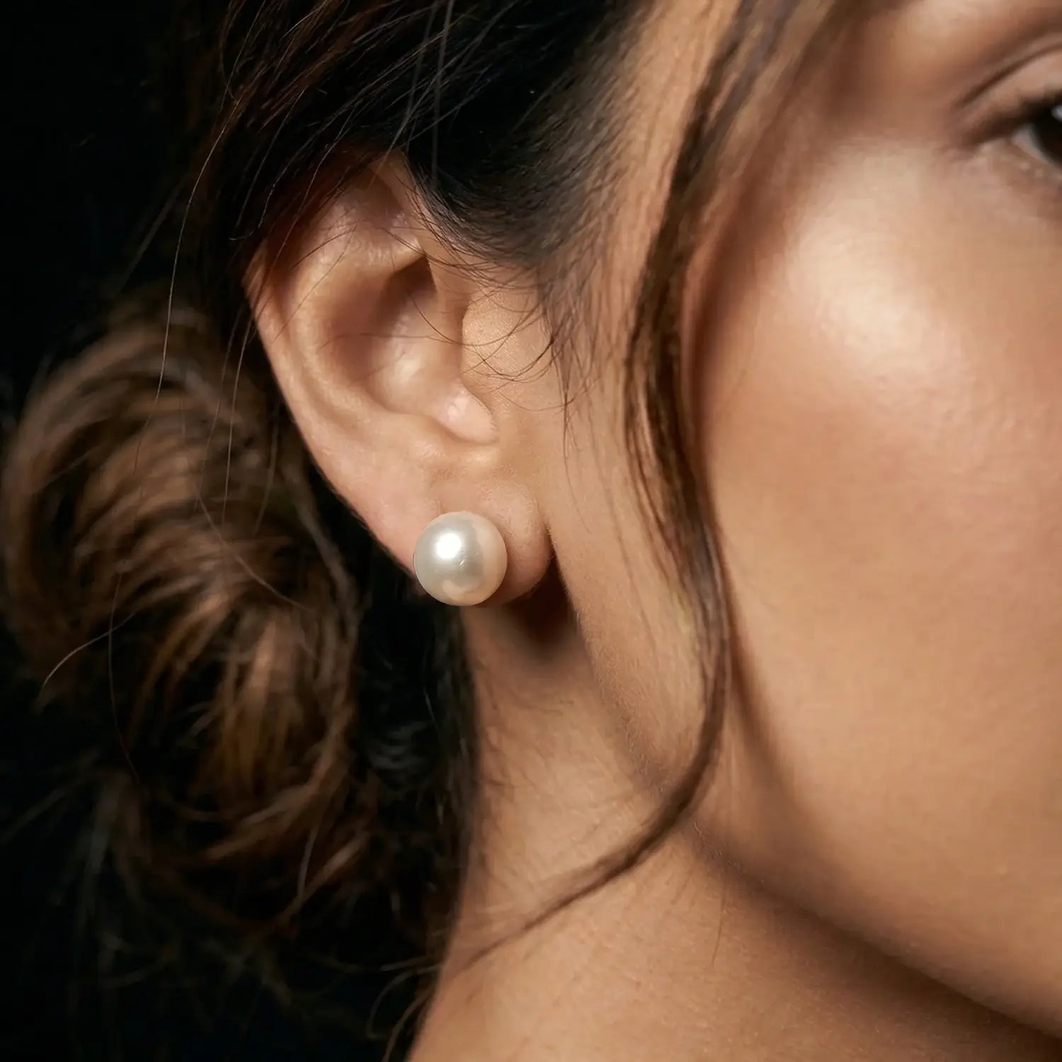 Midnight Pearl Sterling Silver Stud Earrings - Made With Pure 925 Silver