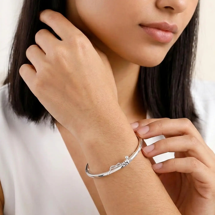 Classic Smooth Sterling Silver Ovel Shape Kada Bracelet - Made With Pure 925 Silver