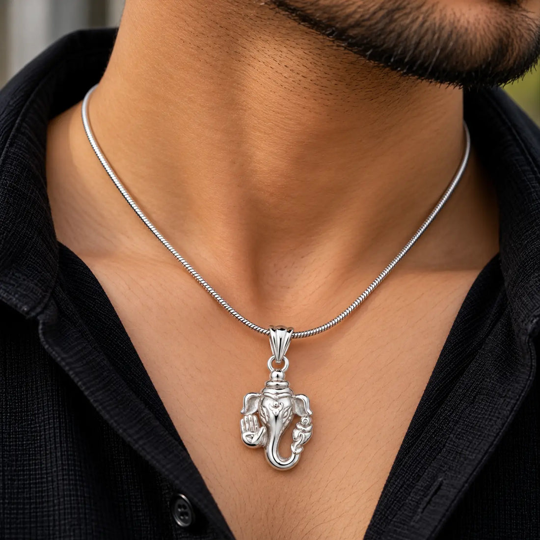 Shree Ganesh Divine Blessings Silver Pendant