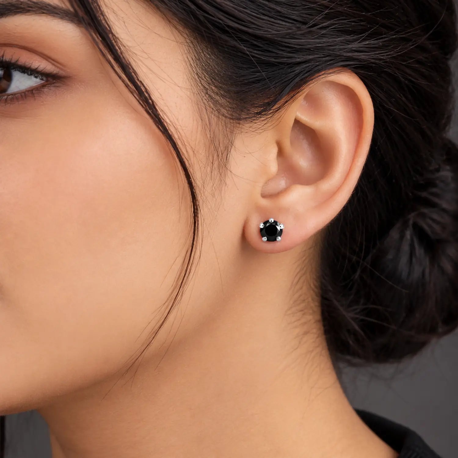 Black Onyx Round Silver Stud Earrings - Made With Pure 925 Silver