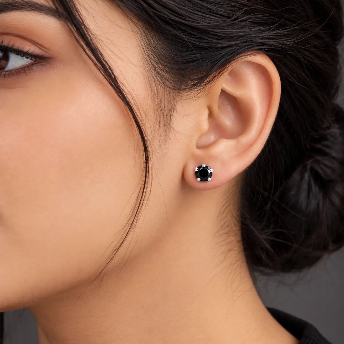 Black Onyx Round Silver Stud Earrings - Made With Pure 925 Silver