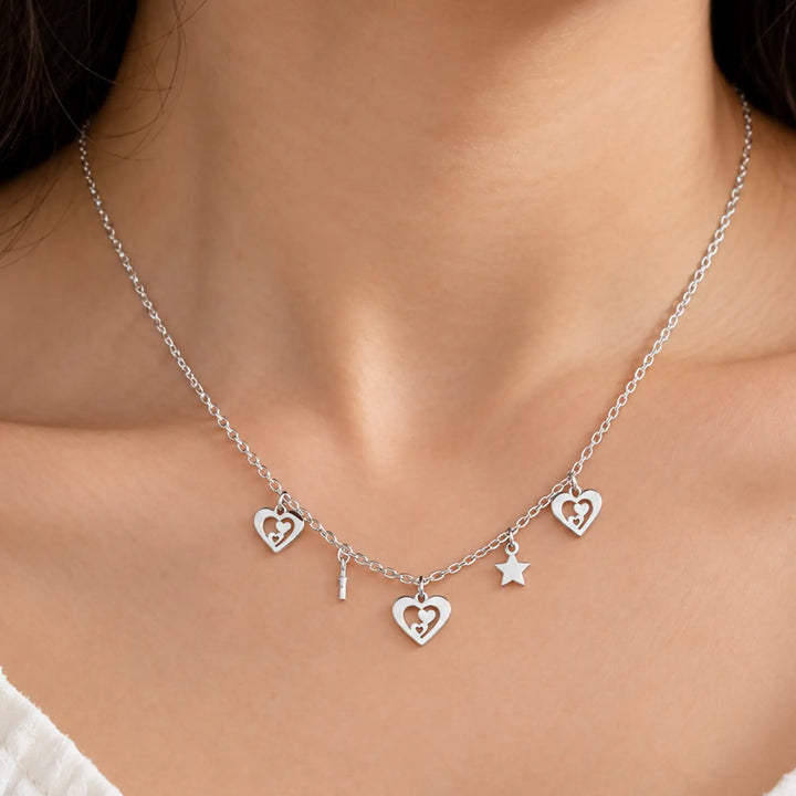 Elegant Heart & Star Charm Silver Chain for Women - Made With Pure 925 Silver