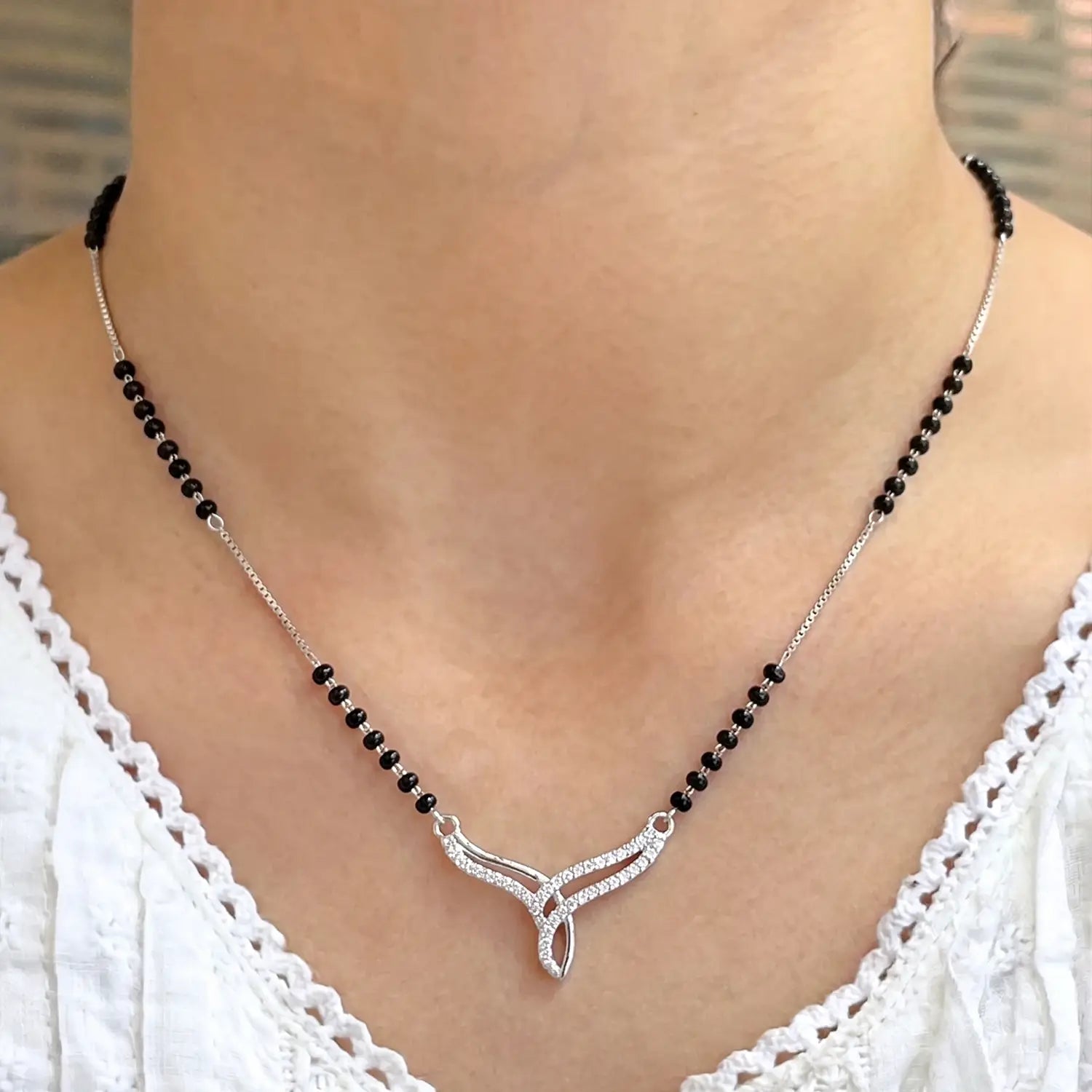 Elegant CZ Silver Mangalsutra - Made With Pure 925 Silver