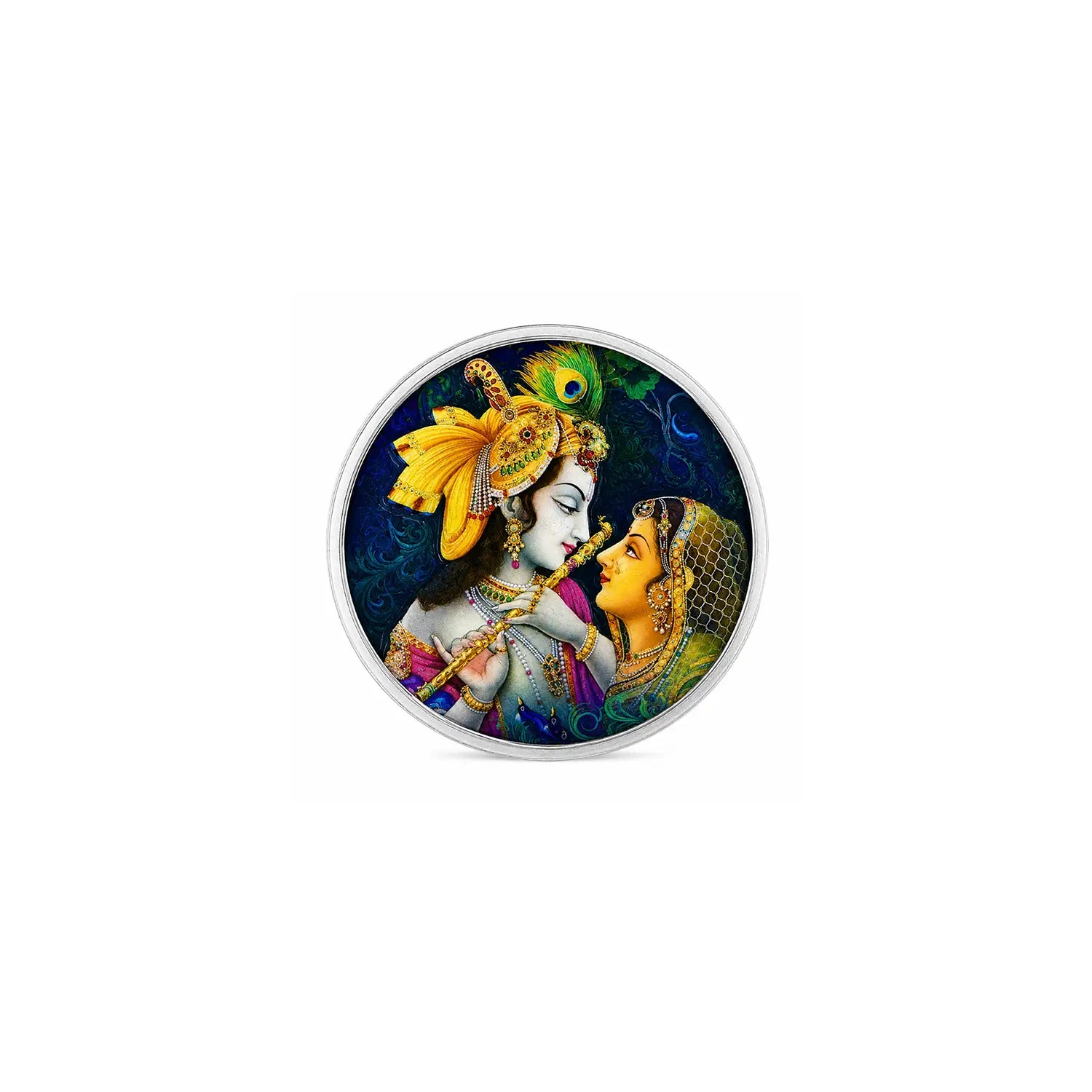 Divine Love Radha-Krishna Fine Silver Coin- Made With Pure 925 Silver
