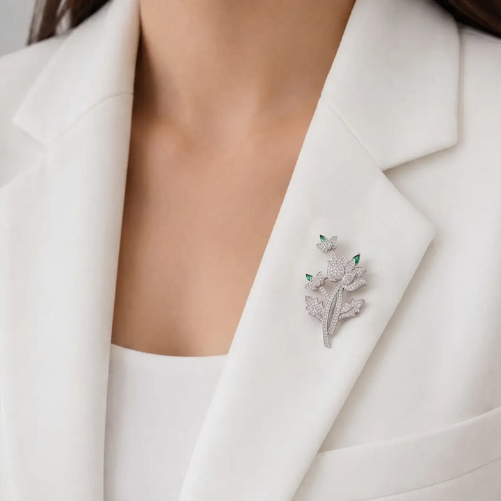 Elegant Lotus Bloom Silver Brooch - Made With Pure 925 Silver