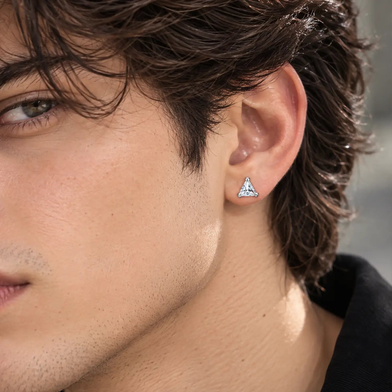 Triangle Crystal Drop Silver Earrings - Made With Pure 925 Silver