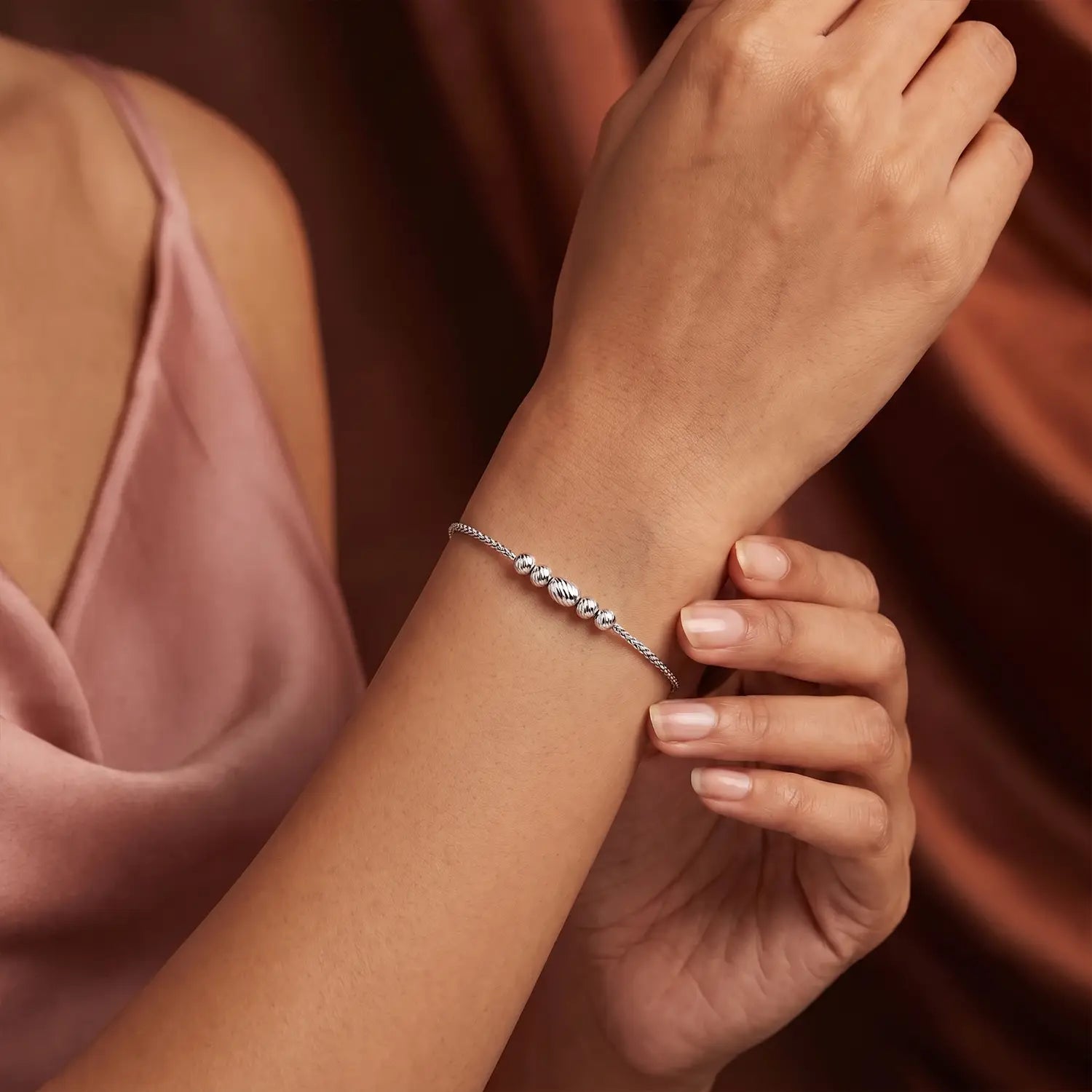 Textured Bead Bracelet – Elegant & Minimal Design - Made With Pure 925 Silver