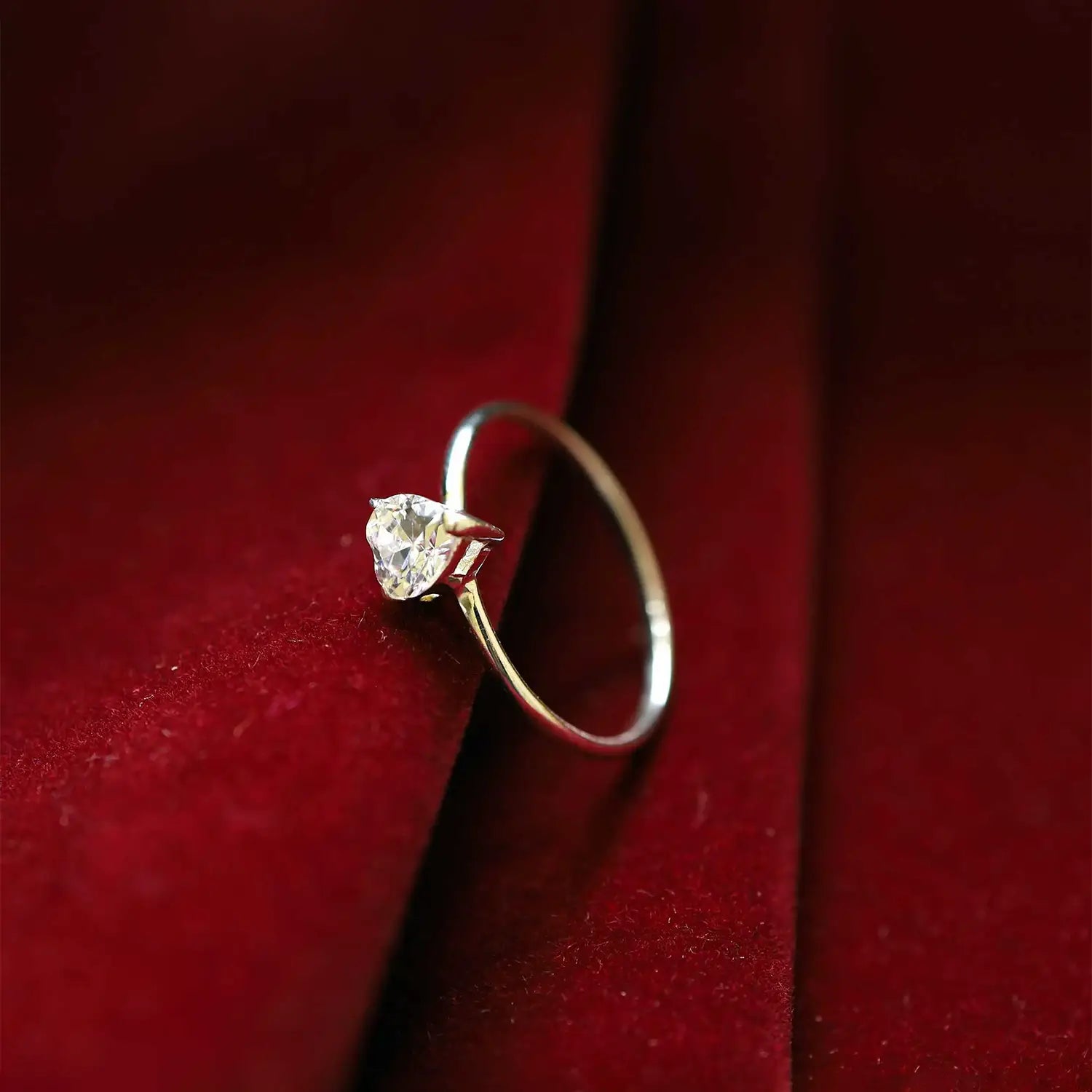 Pure Silver Heart-Shaped Solitaire Ring - Made With Pure 925 Silver
