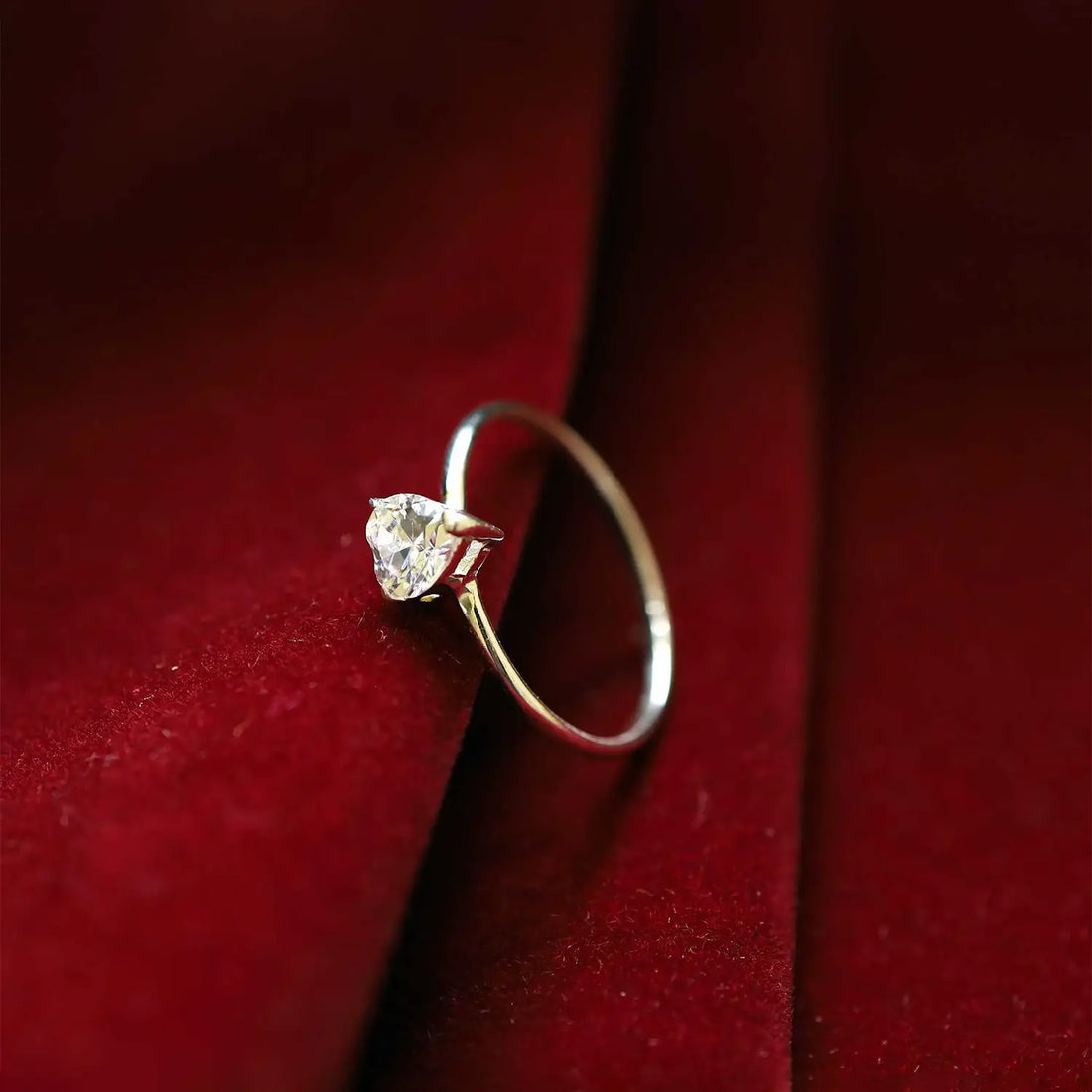 Pure Silver Heart-Shaped Solitaire Ring - Made With Pure 925 Silver