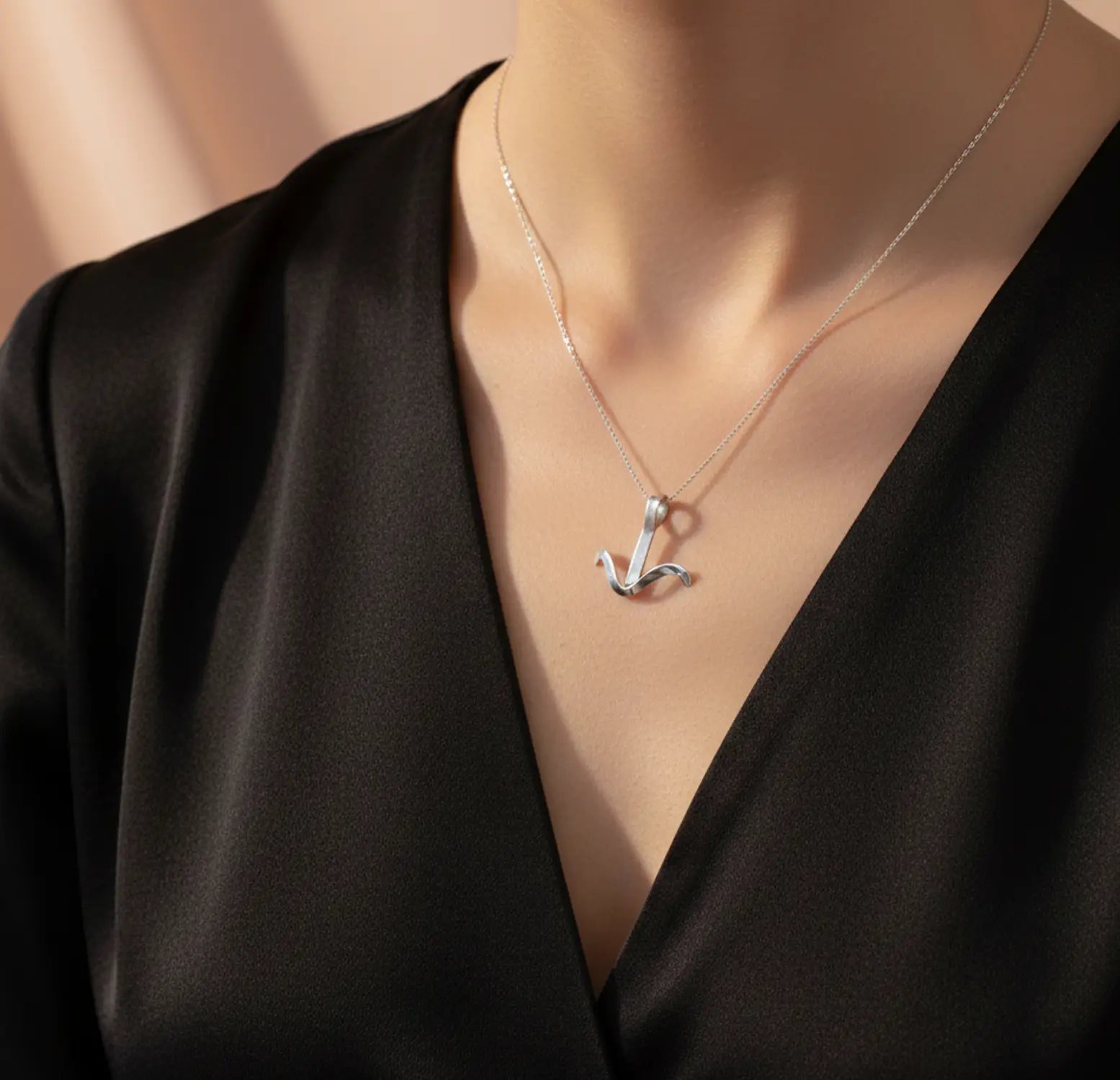 Elegant Swan Curve  Silver Pendant - Made With Pure 925 Silver