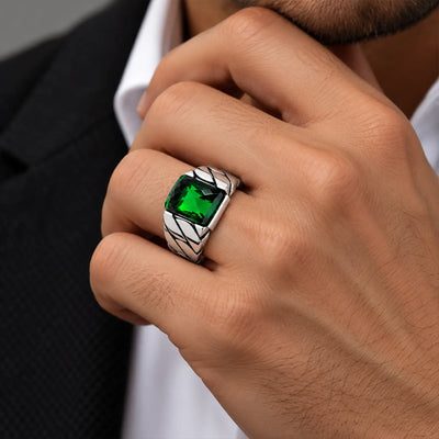 Green Gemstone Silver Ring - Made With Pure 925 Silver