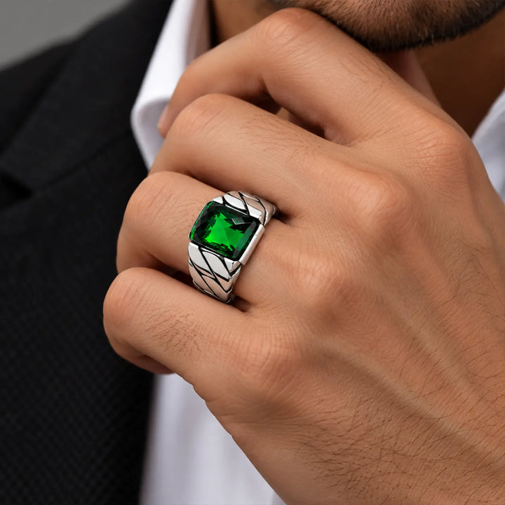 Green Gemstone Silver Ring - Made With Pure 925 Silver
