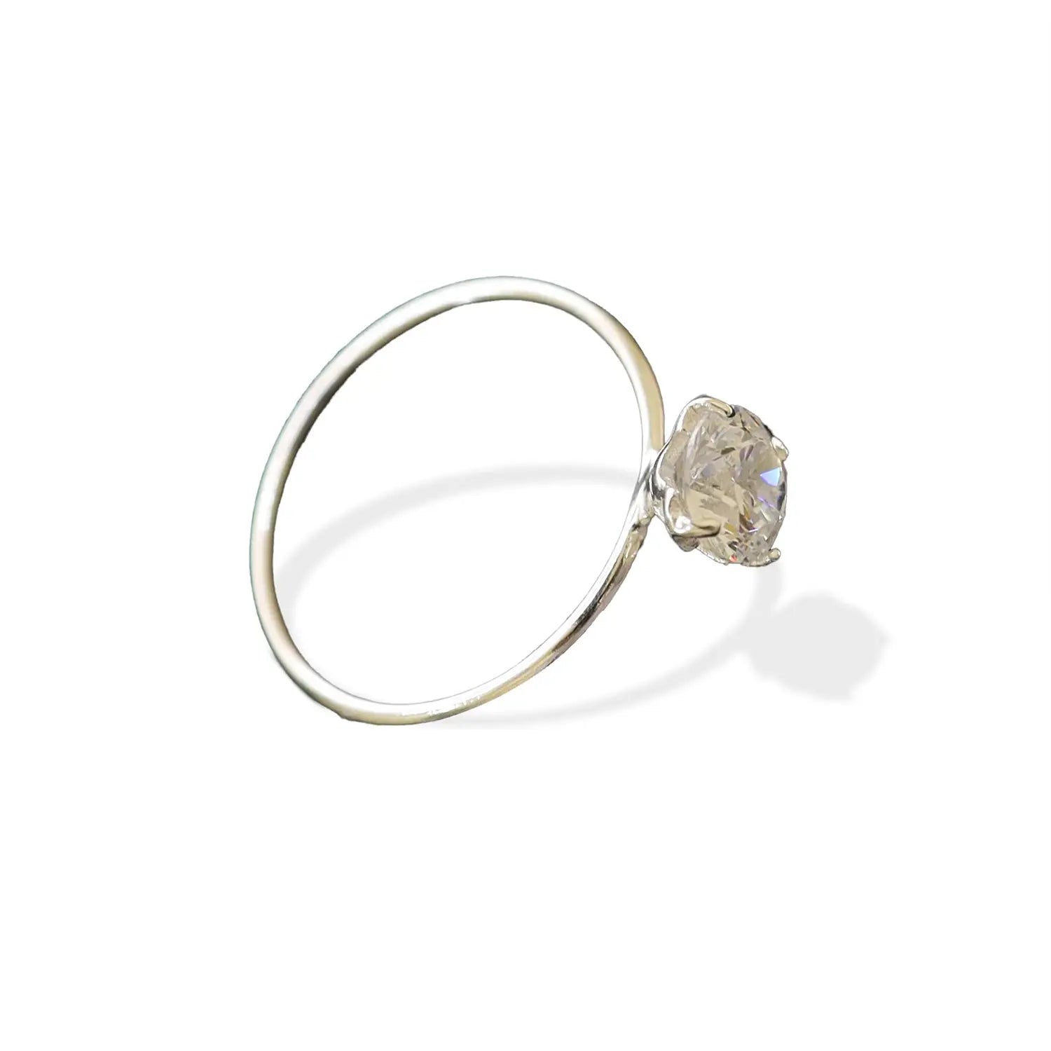 Classic Single Solitaire Silver Ring - Made With Pure 925 Silver