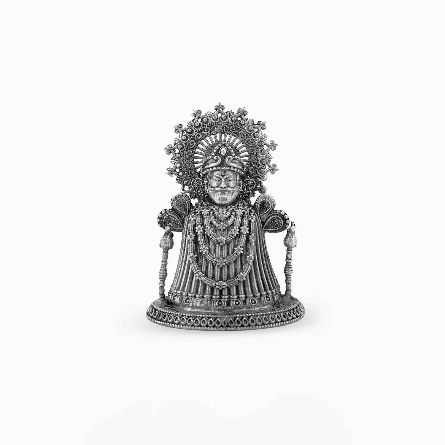 Pure Silver Khatu Shyam Ji Idol – Antique Finish- Made With Pure 925 Silver