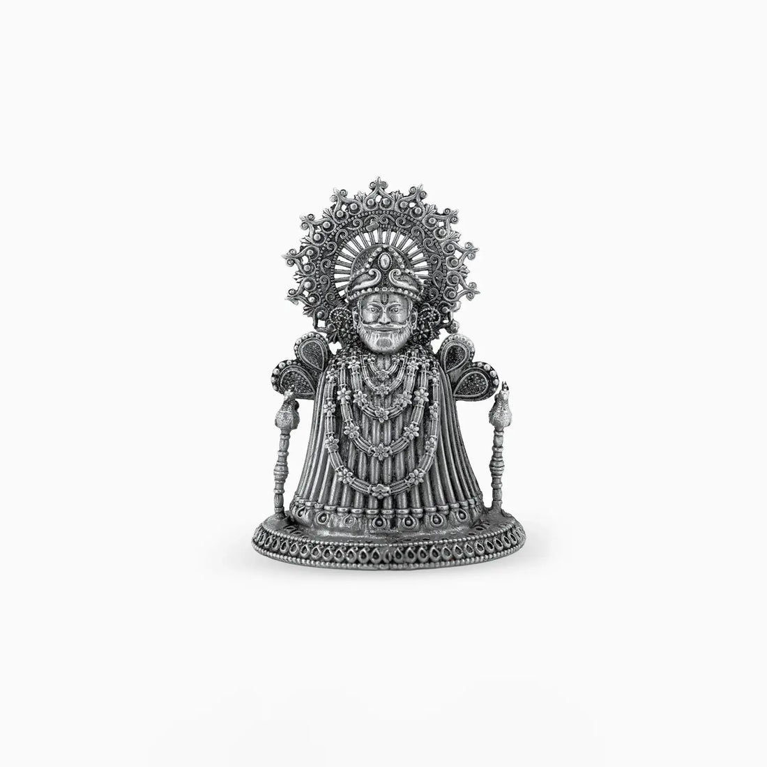 Pure Silver Khatu Shyam Ji Idol – Antique Finish- Made With Pure 925 Silver