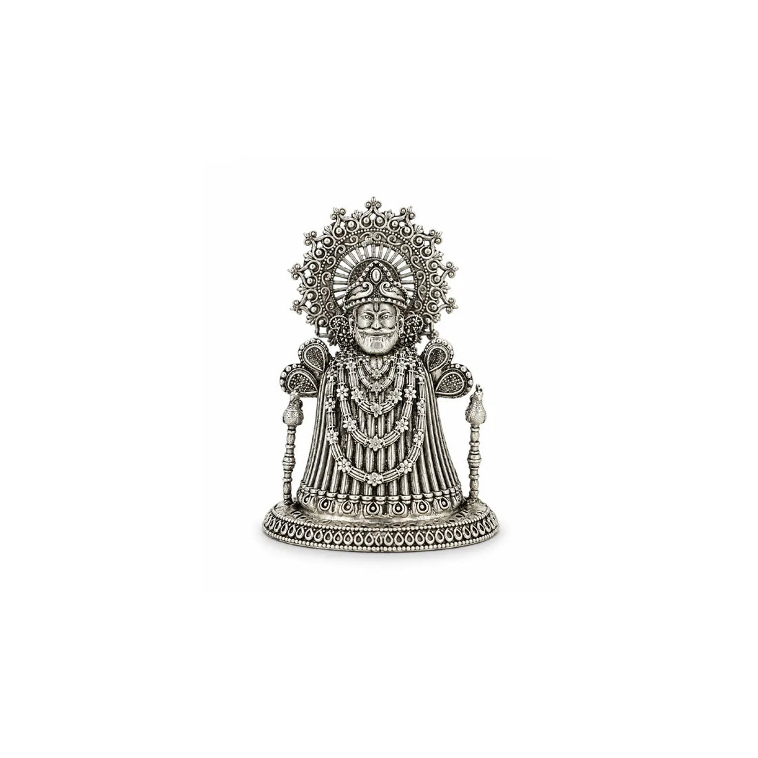 Pure Silver Khatu Shyam Ji Idol – Antique Finish- Made With Pure 925 Silver