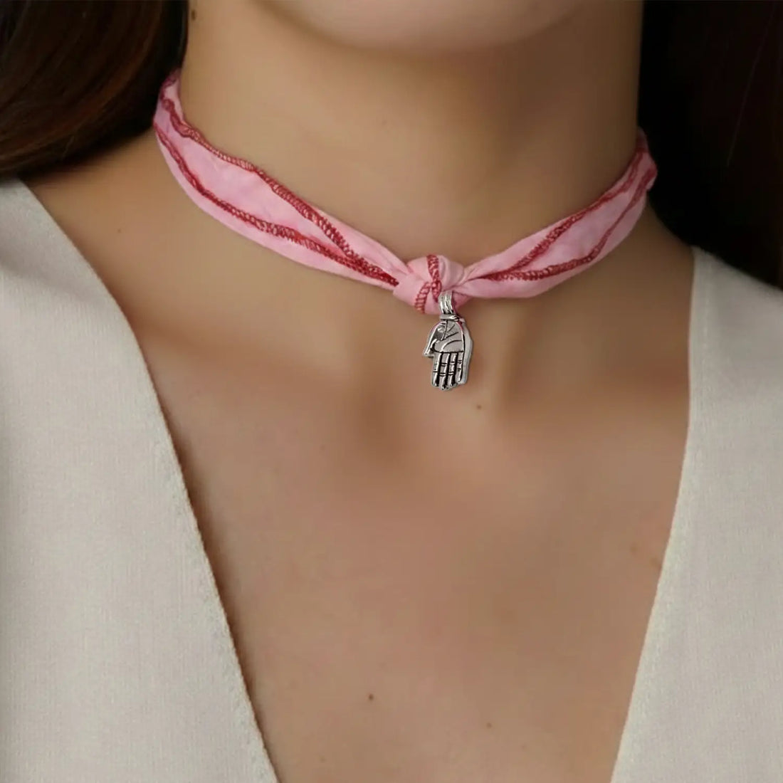 Pink Thread Silver Charm Necklace- Made With Pure 925 Silver