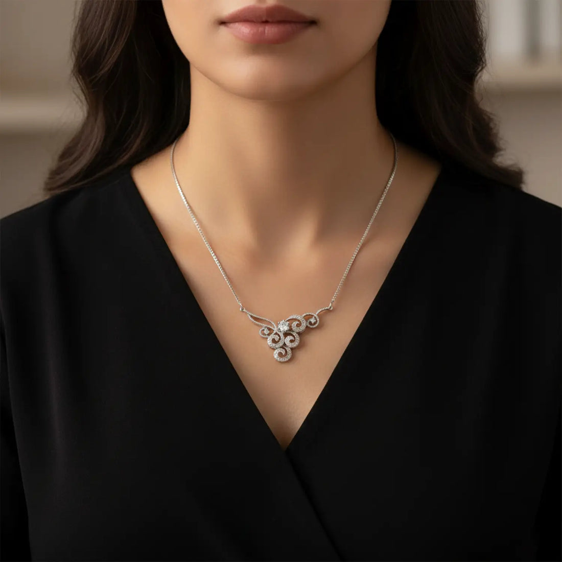 Elegant Swirl Pure Silver Mangalsutra - Made With Pure 925 Silver
