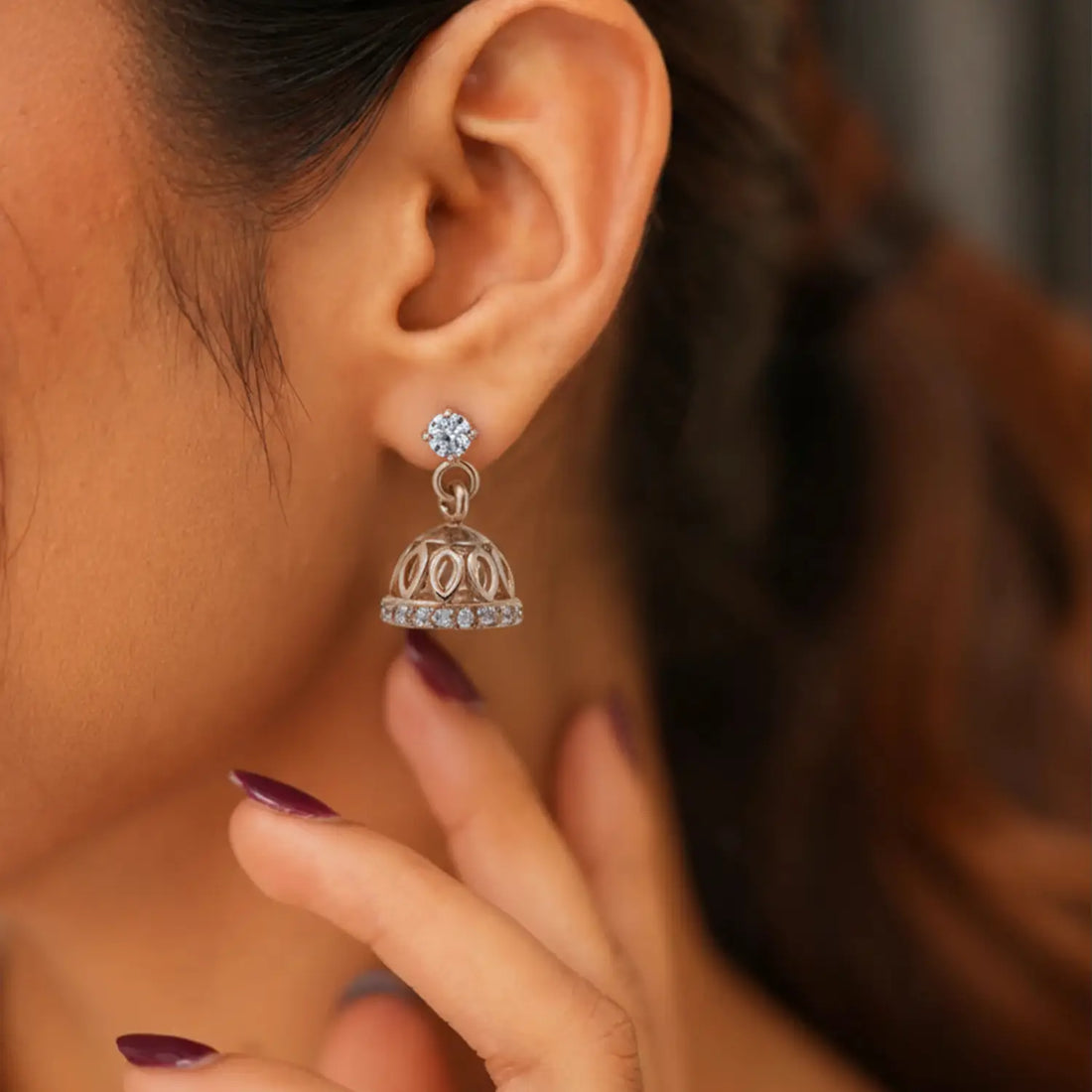 Petite Glow Gold-Plated Silver Jhumki Stud Earrings- Made With Pure 925 Silver