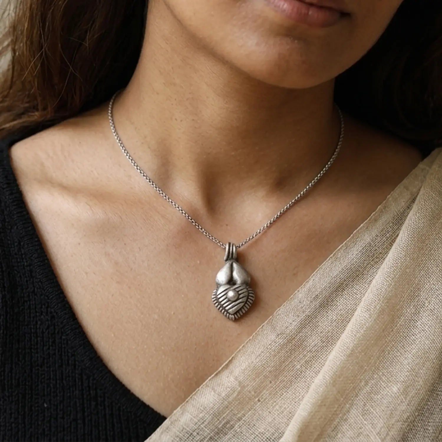 Traditional Heart Motif Pure Silver Pendant - Made With Pure 925 Silver