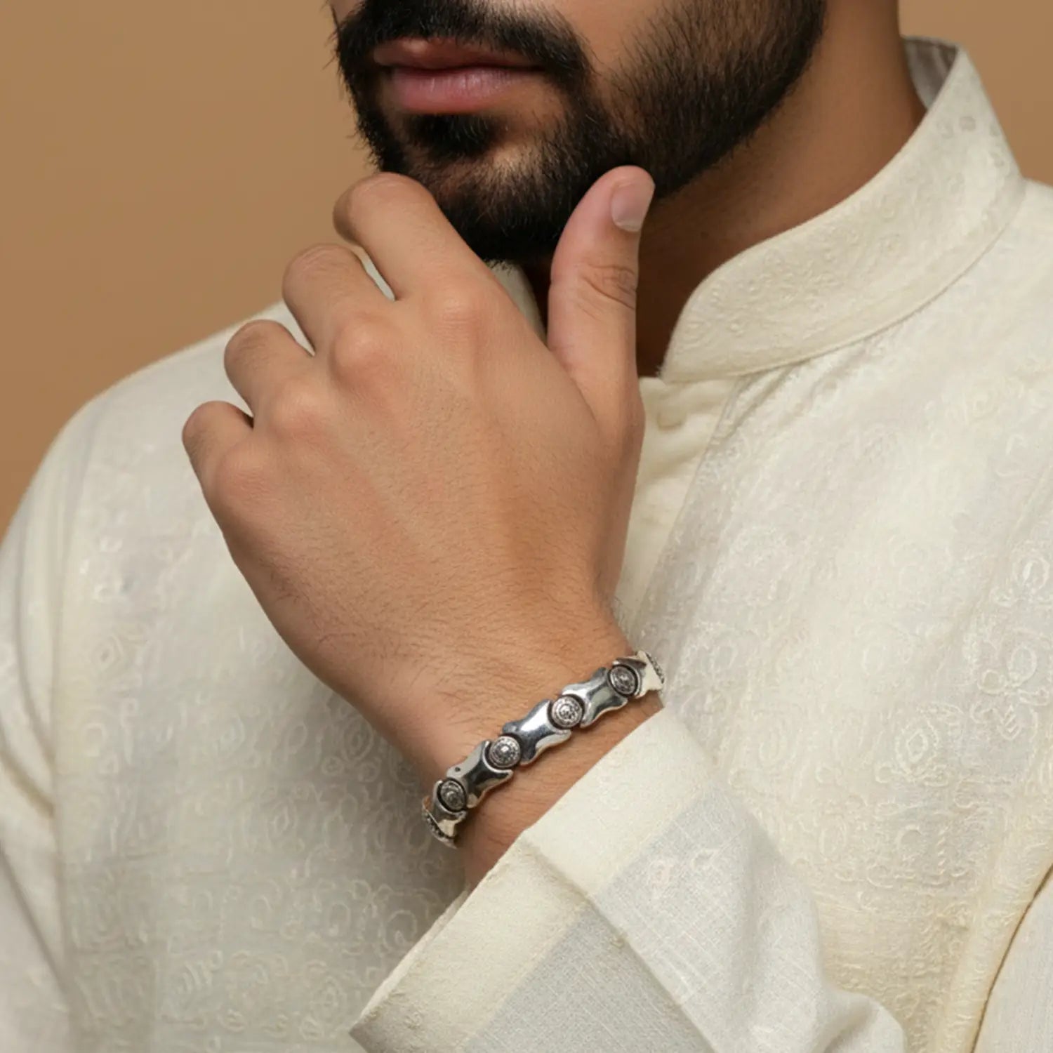 Pure Silver Textured Link Bracelet  - Made With Pure 925 Silver