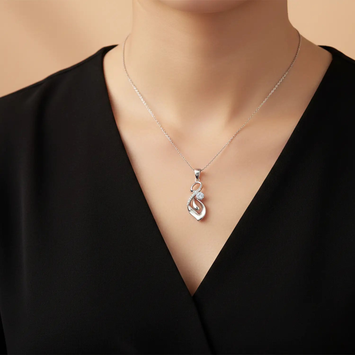 Pure Silver Floral Twist Pendant- Made With Pure 925 Silver