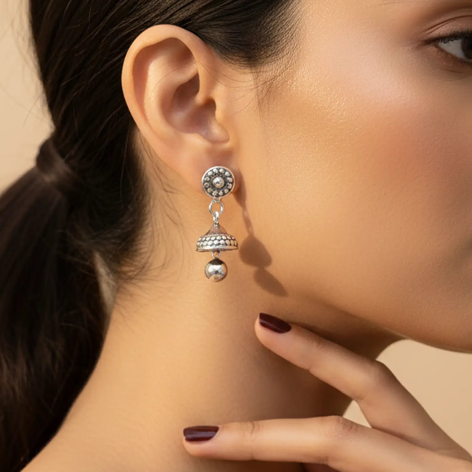 Pure Silver Traditional Drop Jhumki Earrings- Made With Pure 925 Silver