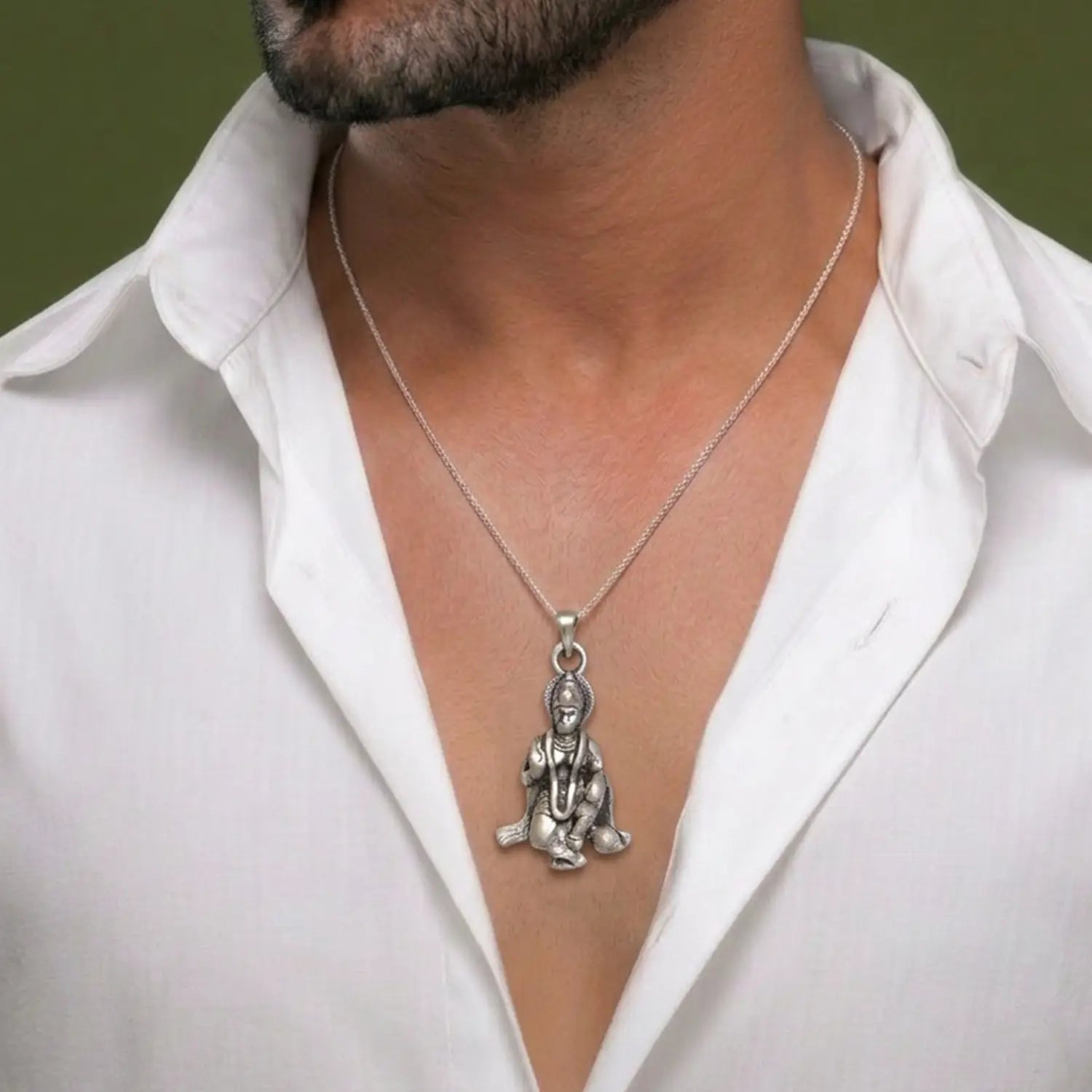 Hanuman Divine Strength Silver Pendant- Made With Pure 925 Silver