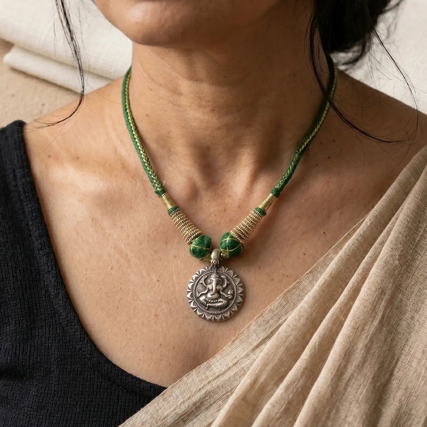 Sacred Dancing Ganesha Pure Silver Pendant - Made With Pure 925 Silver
