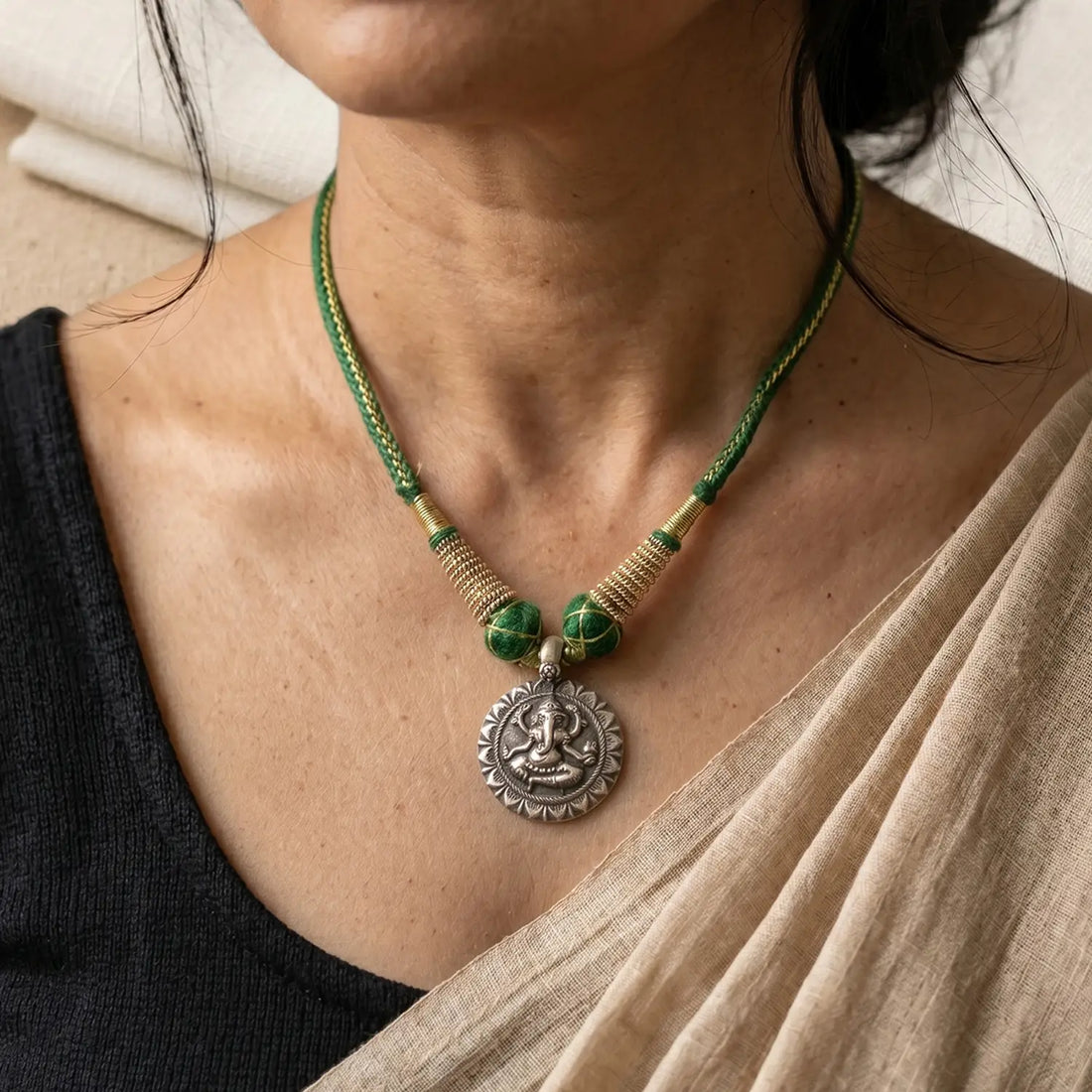 Sacred Dancing Ganesha Pure Silver Pendant - Made With Pure 925 Silver