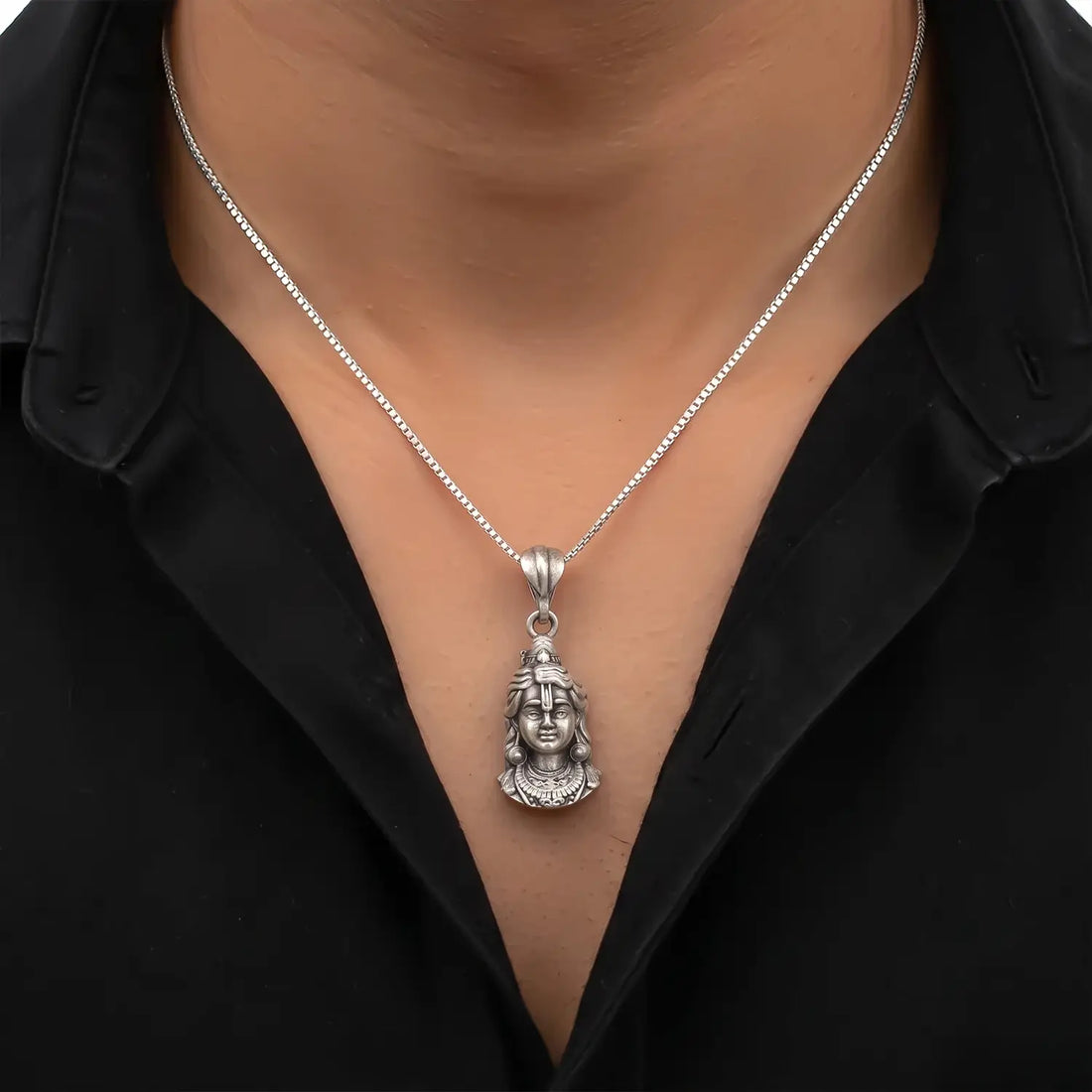 Mahadev Shiva Face Pendant -Cut Stone Ring - Made With Pure 925 Silver