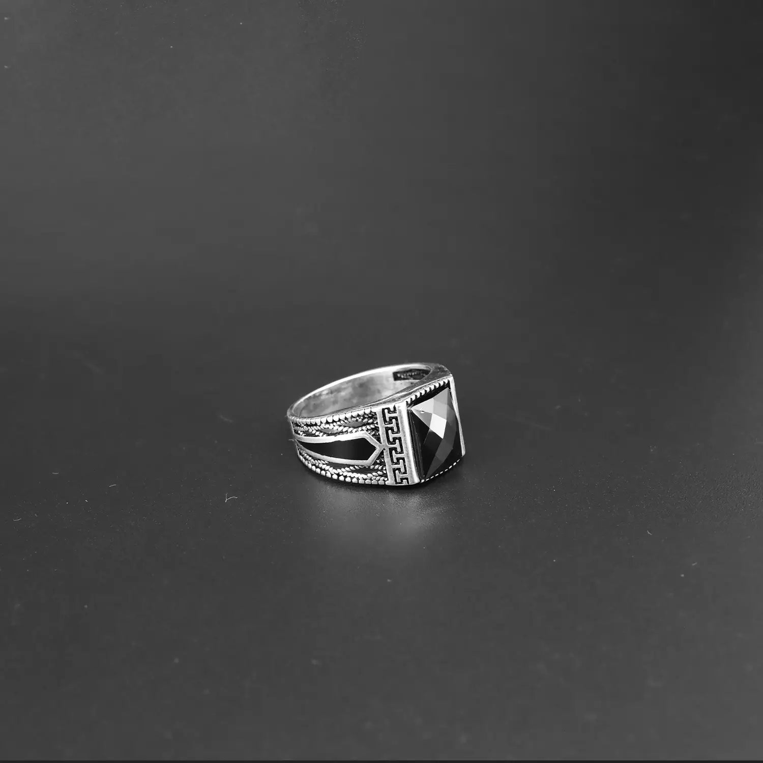 Pure Silver Black Onyx Square-Cut Ring - Made With Pure 925 Silver