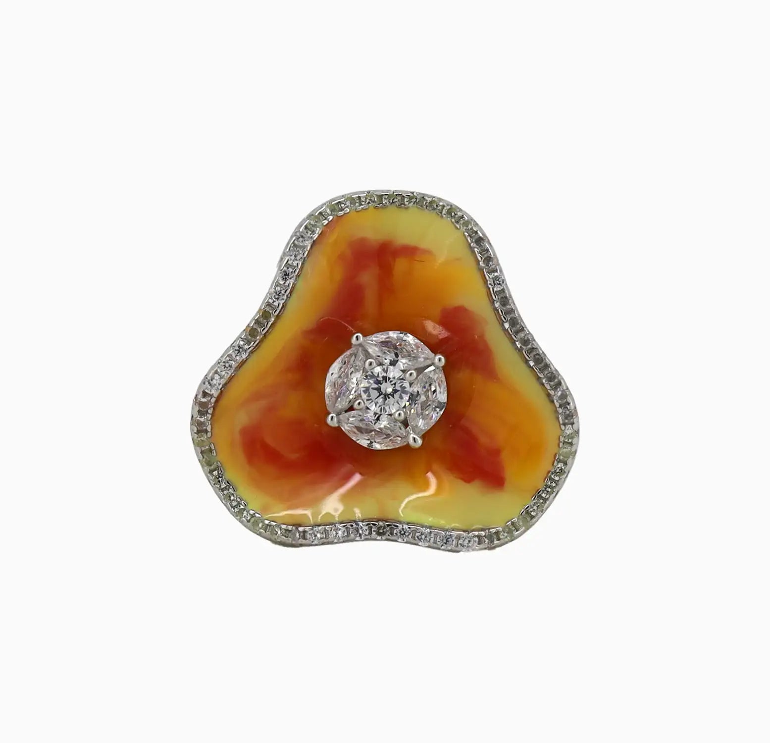 Pure Silver Orange Agate Designer Ring -Made With Pure 925 Silver