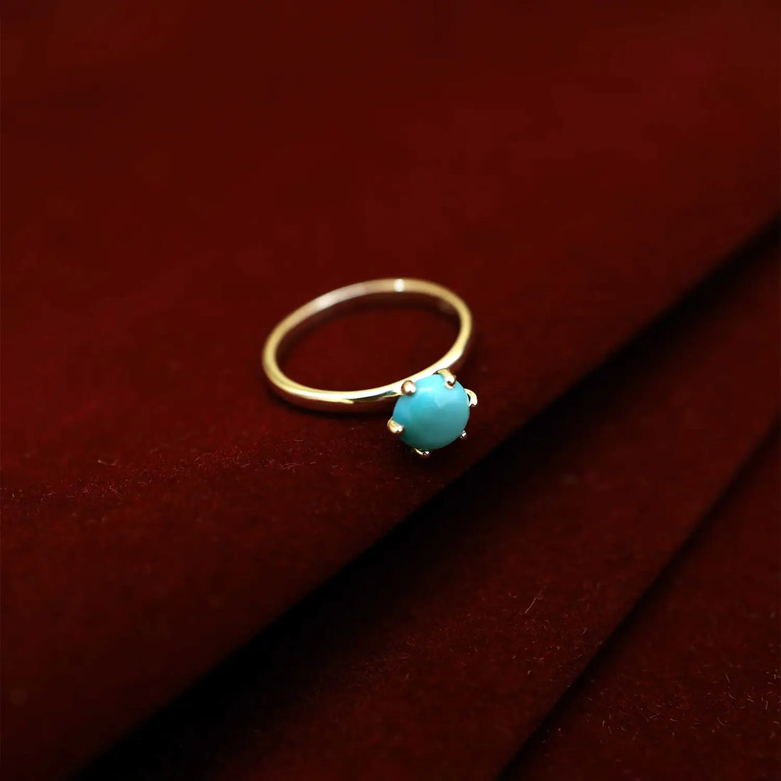 Pure Silver Turquoise Round Stone Ring - Made With Pure 925 Silver