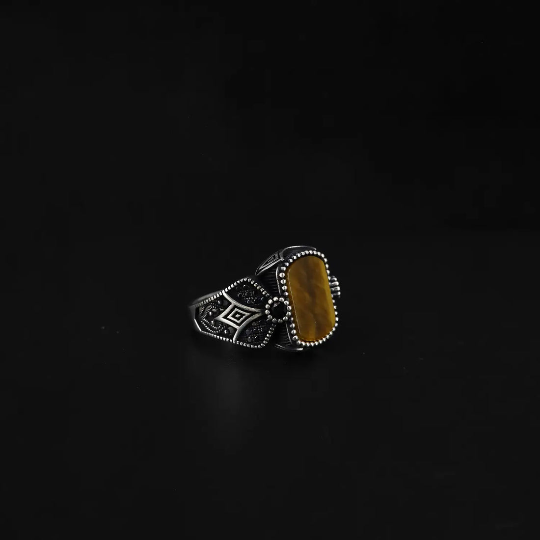 Pure Silver Tiger Eye Stone Ring - Made With Pure 925 Silver