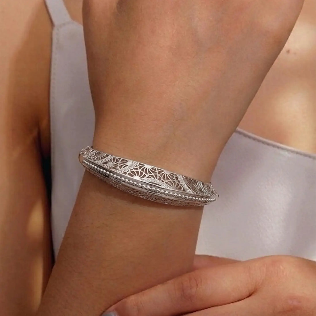Elegant Pure Silver Cutwork Designer Bracelet - Made With Pure 925 Silver