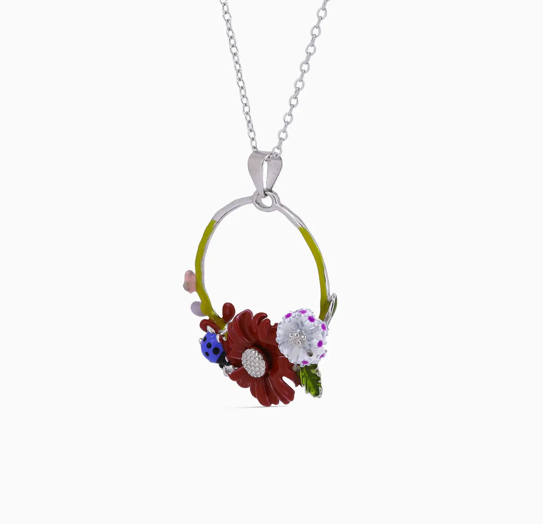 Floral Harmony Silver Necklace Set- Made With Pure 925 Silver